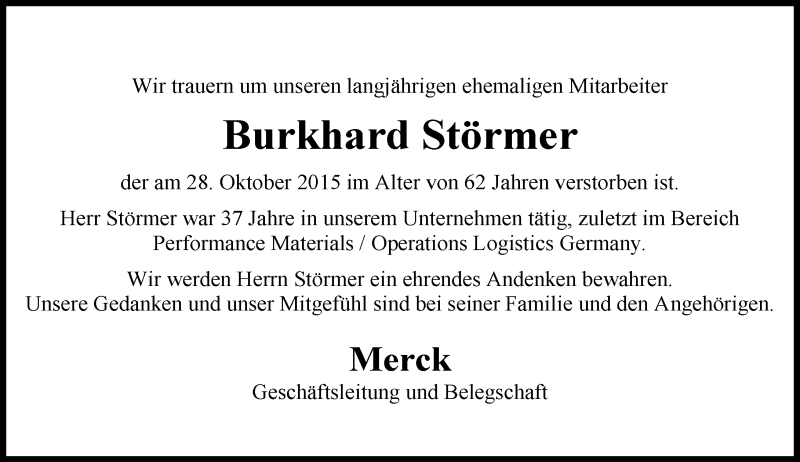 Traueranzeigen von Burkhard Störmer vrm trauer de