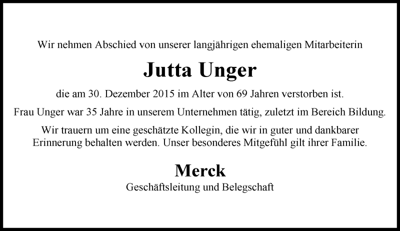 Traueranzeigen Von Jutta Unger Vrm Trauer De