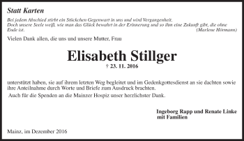 Traueranzeigen Von Elisabeth Stillger Vrm Trauer De