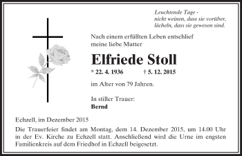 Traueranzeigen Von Elfriede Stoll Vrm Trauer De