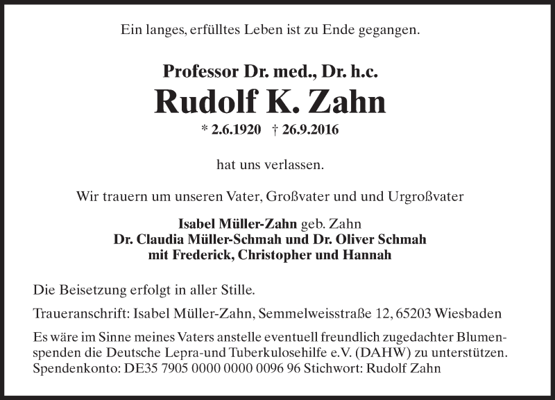 Traueranzeigen Von Rudolf K Zahn Vrm Trauer De