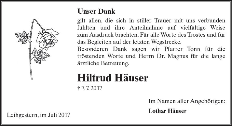 Traueranzeigen Von Hiltrud H User Vrm Trauer De