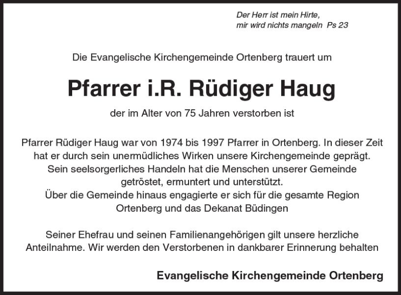 Traueranzeigen Von R Diger Haug Vrm Trauer De