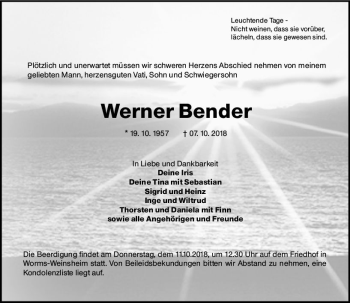 Traueranzeigen Von Werner Bender Vrm Trauer De