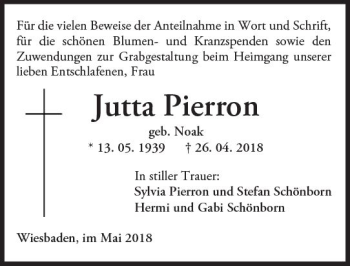 Traueranzeigen Von Jutta Pierron Vrm Trauer De