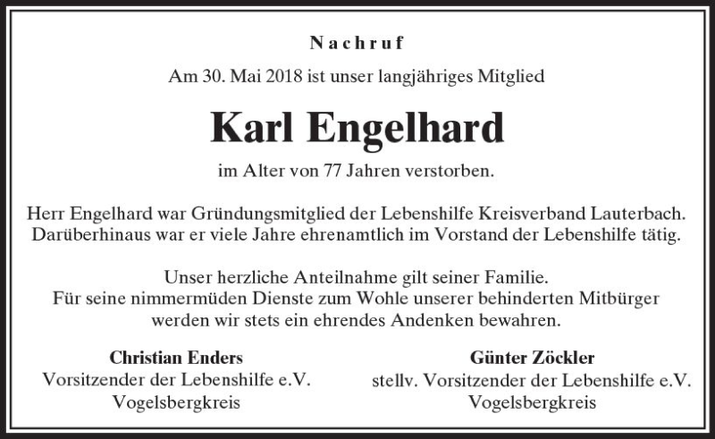 Traueranzeigen Von Karl Engelhard Vrm Trauer De