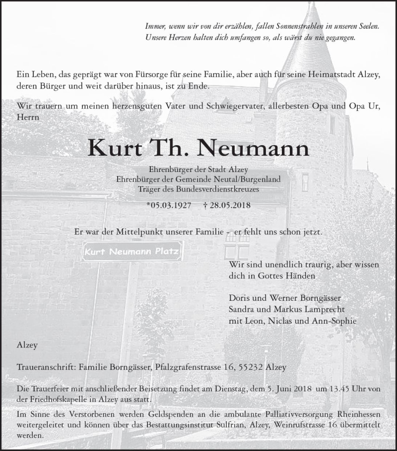 Traueranzeigen Von Kurt Th Neumann Vrm Trauer De