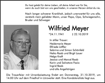 Traueranzeigen Von Wilfried Meyer Vrm Trauer De