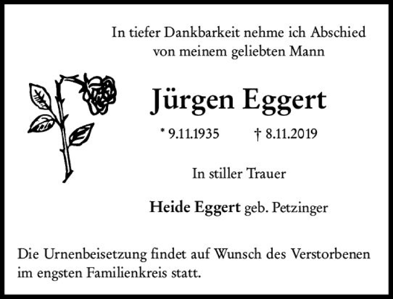 Traueranzeigen von Jürgen Eggert vrm trauer de