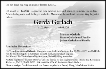 Traueranzeigen Von Gerda Gerlach Vrm Trauer De