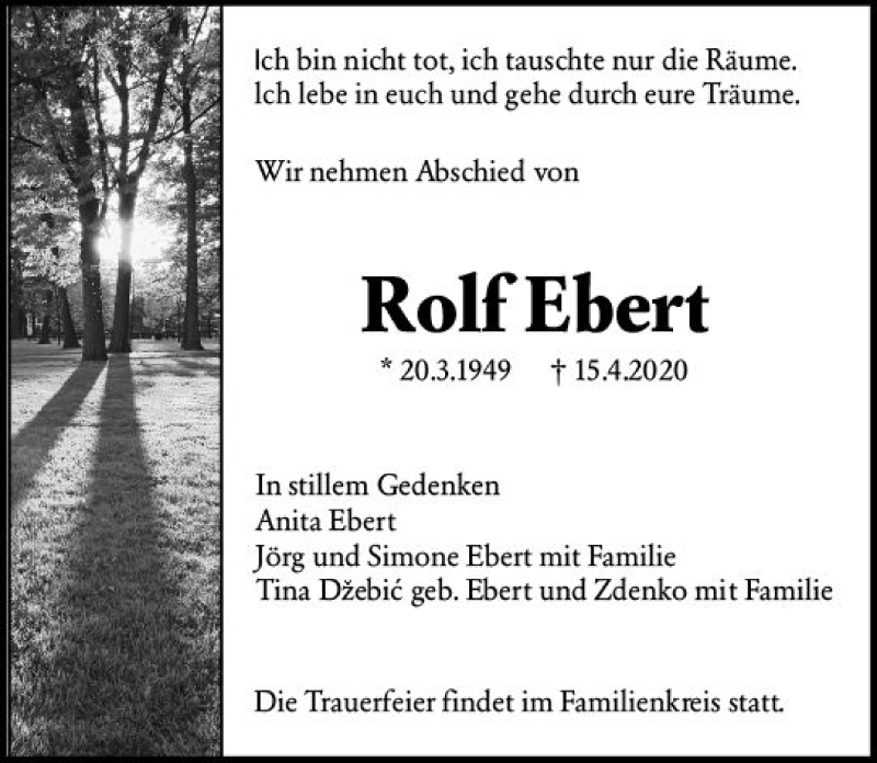 Traueranzeigen Von Rolf Ebert Vrm Trauer De