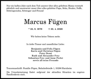 Traueranzeigen Von Marcus F Gen Vrm Trauer De