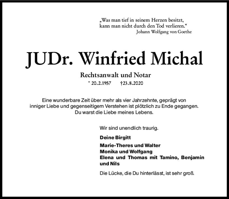 Traueranzeigen Von Winfried Michal Vrm Trauer De