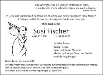 Traueranzeigen Von Susi Fischer Vrm Trauer De