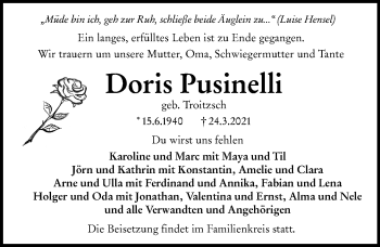 Traueranzeigen Von Doris Pusinelli Vrm Trauer De