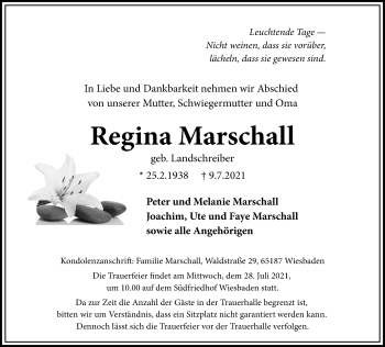 Traueranzeigen Von Regina Marschall Vrm Trauer De