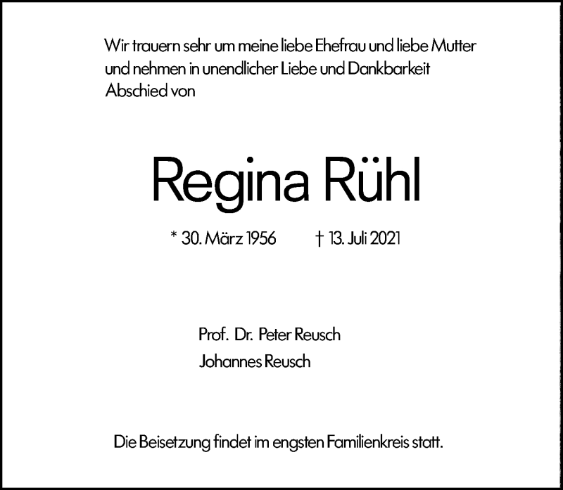 Traueranzeigen Von Regina R Hl Vrm Trauer De