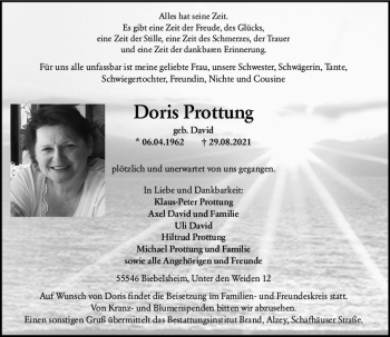 Traueranzeigen Von Doris Prottung Vrm Trauer De