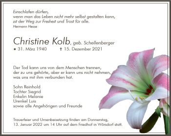 Traueranzeigen Von Christine Kolb Vrm Trauer De