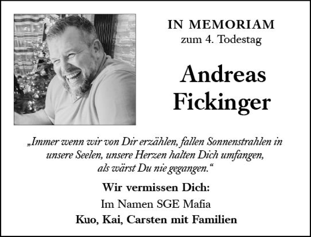 Traueranzeigen Von Andreas Fickinger Vrm Trauer De