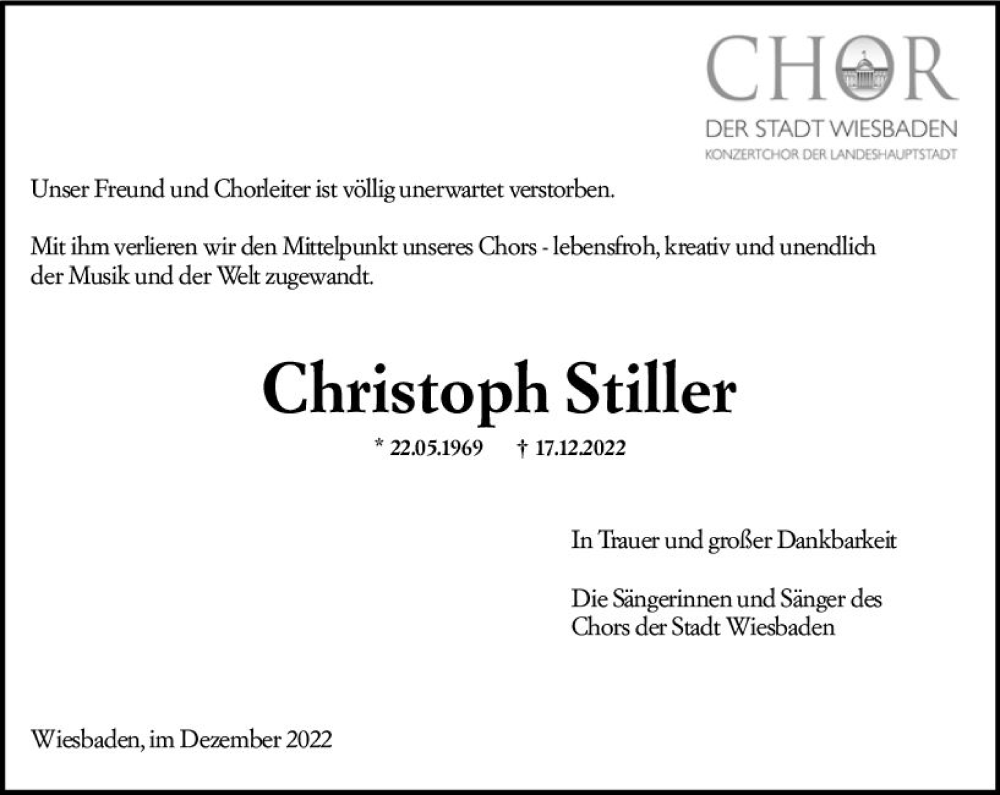 Traueranzeigen Von Christoph Stiller Vrm Trauer De