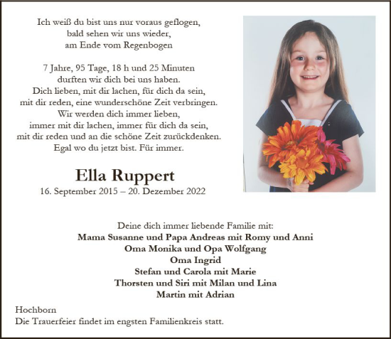 Traueranzeigen Von Ella Ruppert Vrm Trauer De