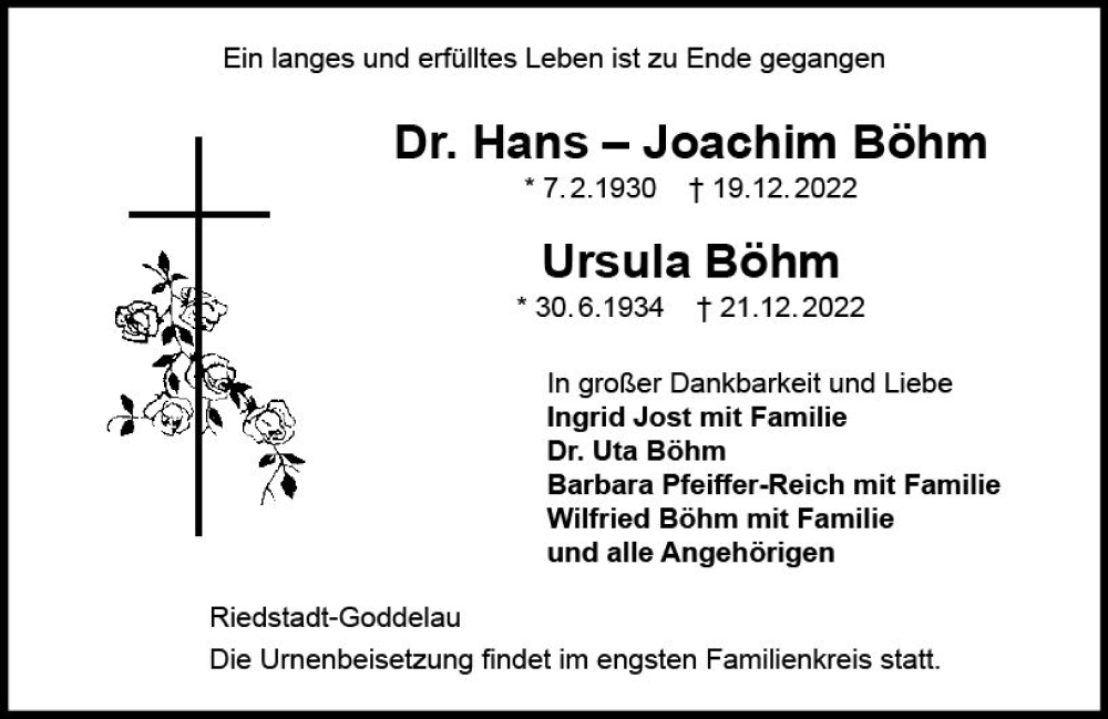 Traueranzeigen Von Hans Joachim B Hm Vrm Trauer De