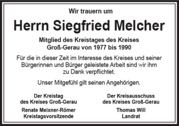 Traueranzeigen Von Siegfried Melcher Vrm Trauer De