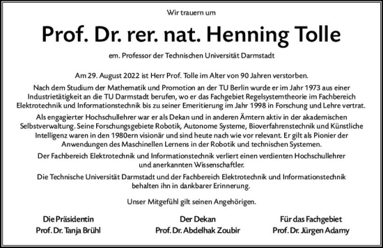 Traueranzeigen Von Henning Tolle Vrm Trauer De