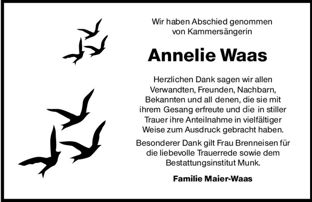 Traueranzeigen Von Annelie Waas Vrm Trauer De