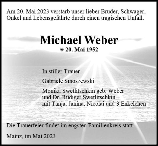 Traueranzeigen Von Michael Weber Vrm Trauer De