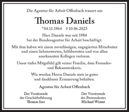 Traueranzeigen Von Thomas Daniels Vrm Trauer De