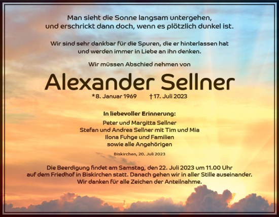 Traueranzeigen Von Alexander Sellner Vrm Trauer De