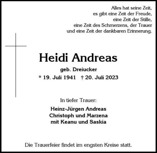 Traueranzeigen Von Heidi Andreas Vrm Trauer De