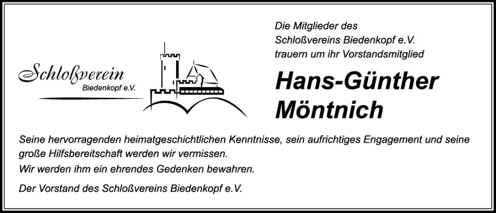 Traueranzeigen Von Hans G Nther M Ntnich Vrm Trauer De