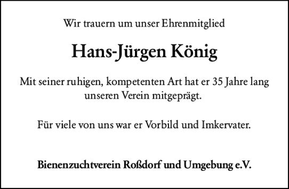 Traueranzeigen Von Hans J Rgen K Nig Vrm Trauer De