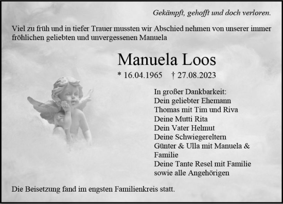 Traueranzeigen Von Manuela Loos Vrm Trauer De