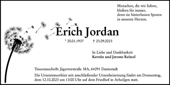 Traueranzeigen Von Rich Jordan Vrm Trauer De