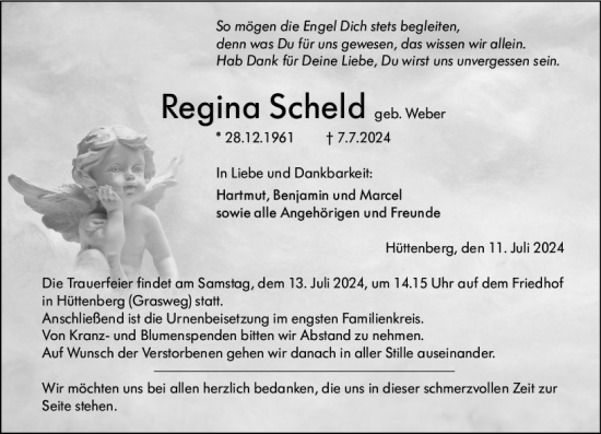 Traueranzeigen Von Regina Scheld Vrm Trauer De