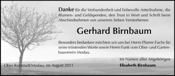 Traueranzeige von Gerhard Birnbaum von Darmstädter Echo, Odenwälder Echo, Rüsselsheimer Echo, Groß-Gerauer-Echo, Ried Echo