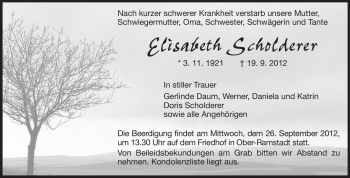 Traueranzeige von Elisabeth Scholderer von Echo-Zeitungen (Gesamtausgabe)