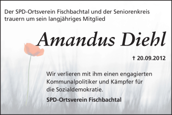 Traueranzeige von Amandus Diehl von Echo-Zeitungen (Gesamtausgabe)