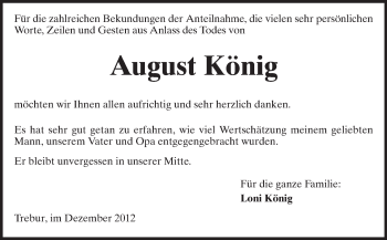 Traueranzeige von August König von Rüsselsheimer Echo, Groß-Gerauer-Echo, Ried Echo