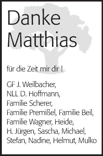 Traueranzeige von Matthias  von Echo-Zeitungen (Gesamtausgabe)