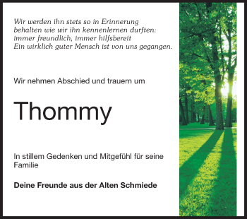 Traueranzeige von Thommy  von Odenwälder Echo