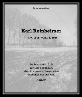 Traueranzeige von Karl Reinheimer von Echo-Zeitungen (Gesamtausgabe)