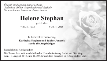 Traueranzeige von Helene Stephan von trauer.echo-online.de