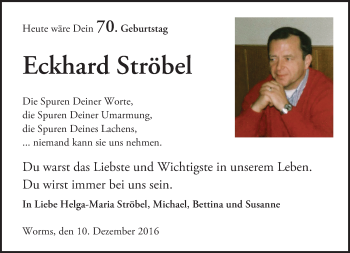 Traueranzeige von Eckhard Ströbel von Trauerportal Rhein Main Presse