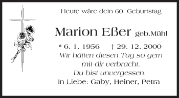 Traueranzeige von Marion Eßer von  Allgemeine Zeitung Mainz