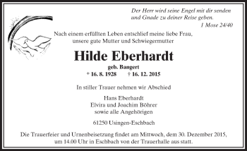 Traueranzeige von Hilde Eberhardt von  Usinger Anzeiger